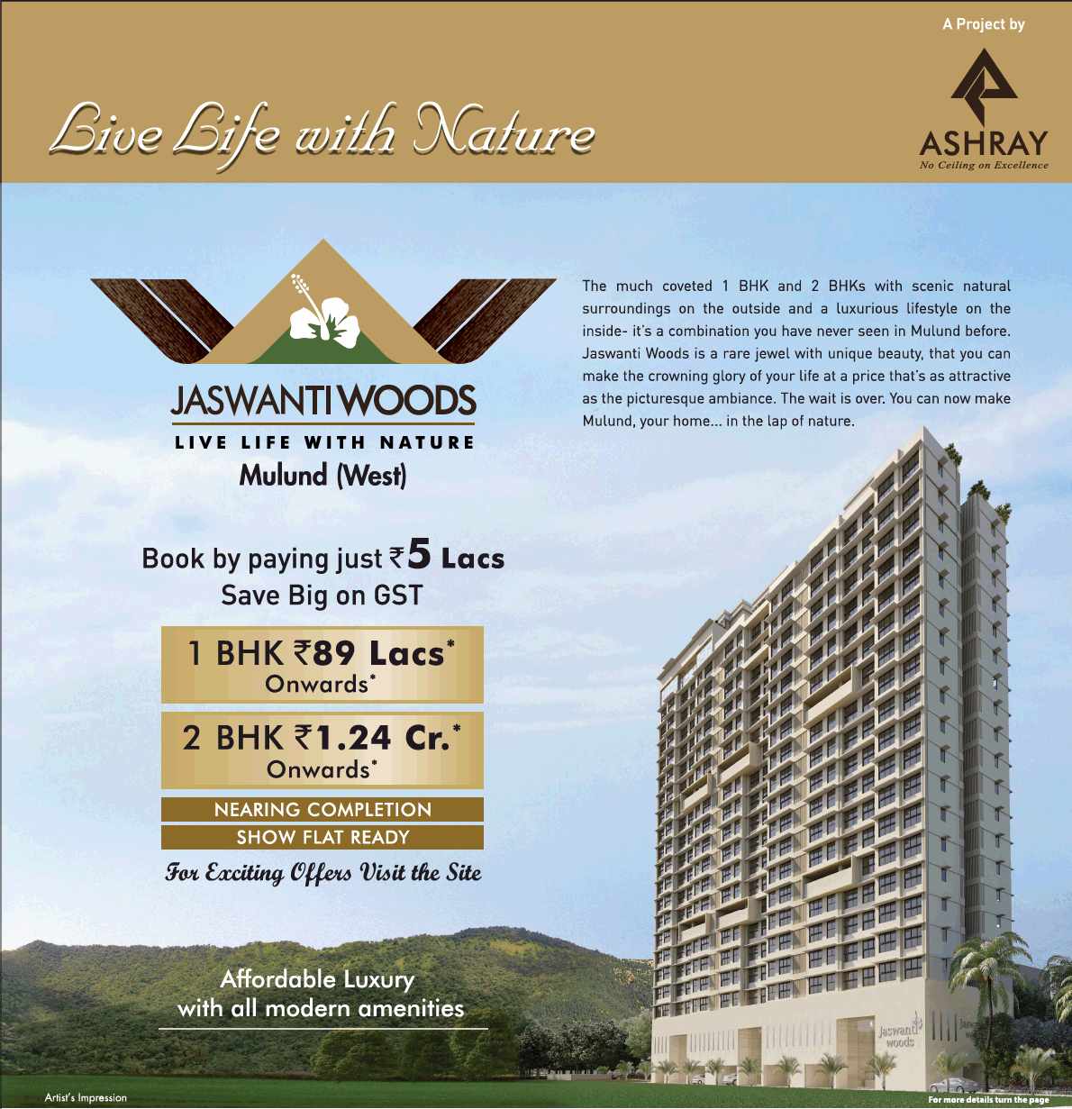 Book home by paying just Rs. 5 Lacs at Ashray Jaswanti Woods in Mumbai Update